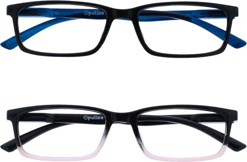 Vista 16 de OPULIZE SEE - Gafas de lectura con bloqueo de luz azul para mujeres y hombres, marco estrecho, bisagras de resorte, anteojos de juegos para negro
