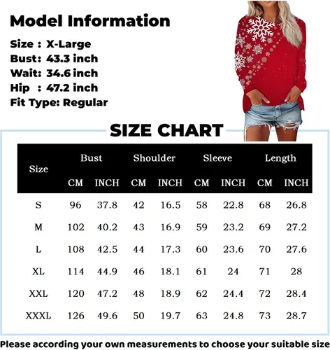Vista 5 de RMXEi Camisas de Navidad 2023 a la moda, camisas de cuello redondo para mujer, camisas de Navidad casuales elegantes y holgadas