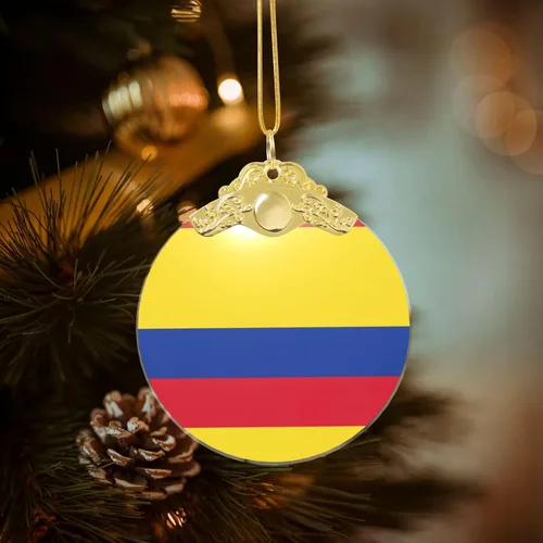 Vista 7 de Bandera de Colombia imprimir cristal redondo adorno de Navidad, colgante de cristal, decoración del árbol de Navidad o regalo