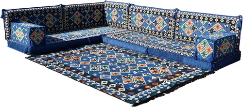 Vista 8 de arabicsofa Juego de asientos Jalsa en forma de L – Majlis árabe hecho a mano con almohadas de respaldo