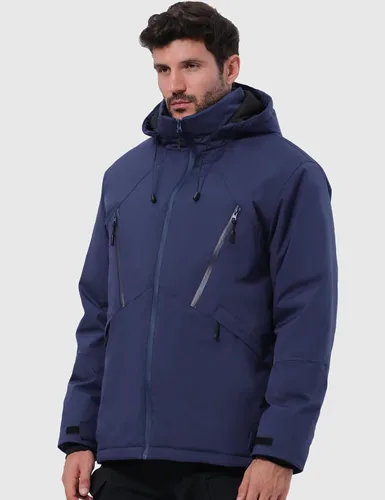 Vista 2 de GEMYSE Chaqueta de esquí para hombre, abrigo de nieve de invierno, impermeable, con capucha, aislante, resistente al viento, parka con múltiples