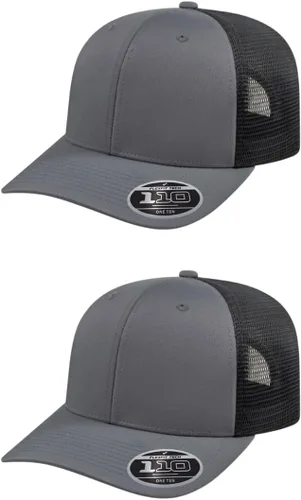 Vista 121 de Cap America i8502 Flexfit 110 Premium - Gorra de camionero de perfil medio con 6 paneles de malla trasera con protección UV y cierre ajustable
