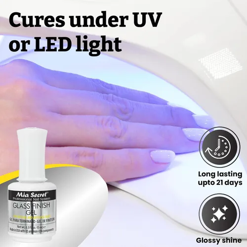 Vista 4 de Mia Secret Gel UV LED con acabado de vidrio 0.5 onzas líquidas - 0.5 fl oz