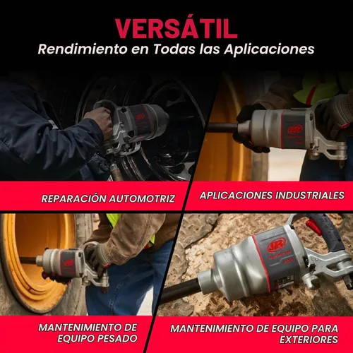 Vista 5 de Ingersoll Rand 2850MAX Llave de impacto neumática de 1 pulgada, par máximo de 2,100 ft-libras, mango D