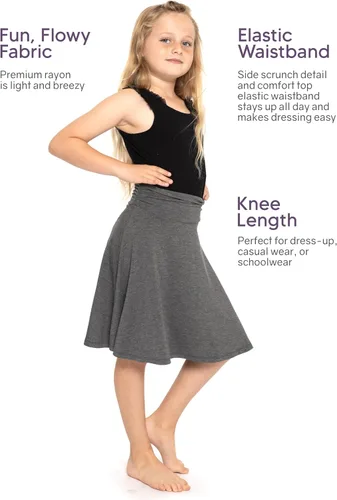 Vista 4 de STRETCH IS COMFORT Falda fluida hasta la rodilla y el tobillo para niña con cintura fruncida Suave y ligera XS a 16