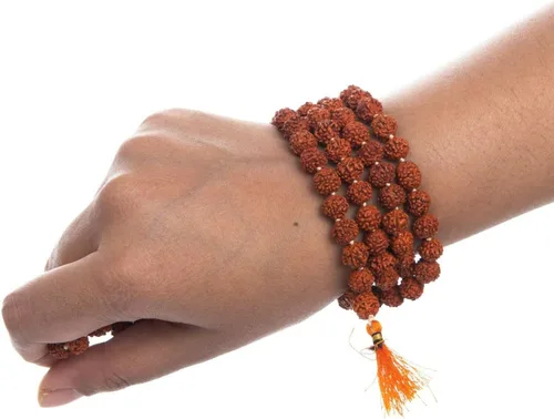 Vista 4 de Wonder Care Rudraksha Mala certificado de 5 caras (Panchmukhi) Auténticas cuentas de Rudraksha auténticas, ornamento, rosario, japa mala, collar