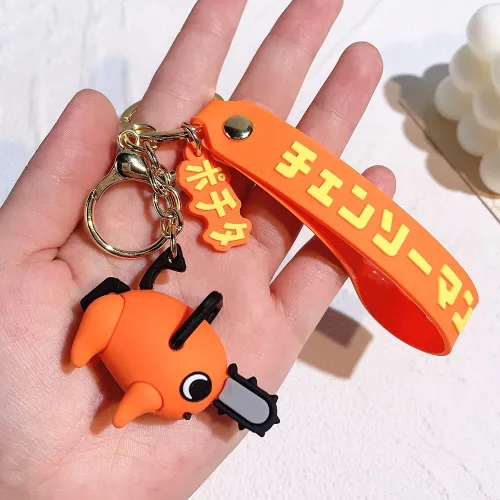Vista 5 de Llavero de la motosierra Denji Makima, llavero de moda de anime para mujeres y hombres, regalos accesorios de joyería