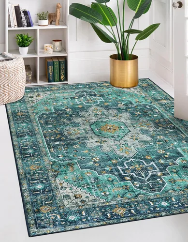 Vista 61 de Moynesa Alfombra ultra fina lavable de 2 x 3 pies, alfombra pequeña de cocina para entrada, interior, antideslizante, tapete vintage para puerta