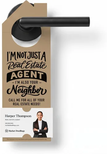 Vista 13 de Market Dwellings Perchas de puerta de bienes raíces para agentes – "I'm Not Just a Real Estate Agent, I'm Also Your Neighbor" – Perchas de puerta