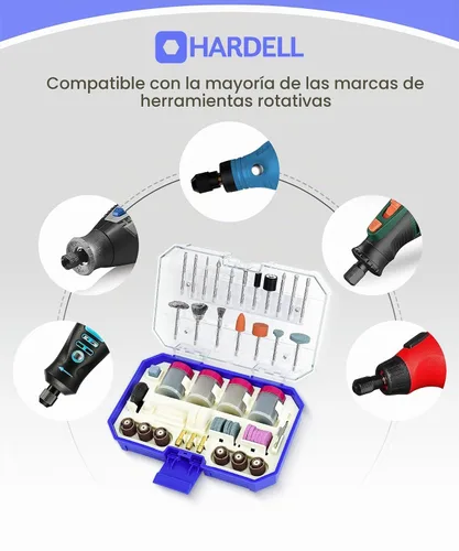 Vista 2 de HARDELL Accesorios para herramientas rotativas, 227 piezas, kit de accesorios de herramientas rotativas eléctricas, vástagos de 1/8 pulgadas