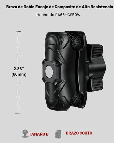 Vista 2 de BRCOVAN Brazo de doble zócalo de alta resistencia compuesto de brazo corto compatible con soportes RAM tamaño B componentes de bola de 1 pulgada