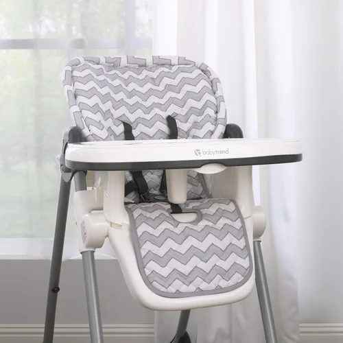 Vista 2 de Almohadilla para silla alta Chevron gris y blanco suave Cojín de repuesto fácil de instalar que se adapta a la mayoría de sillas altas de arnés
