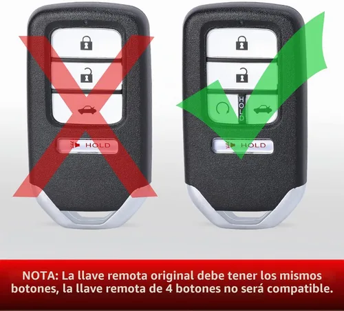Vista 4 de Llave de entrada sin llave inteligente de proximidad remota de 5 botones 433Mhz Transmitor de control para Honda Accord 2018 2019 2020 2021 2022