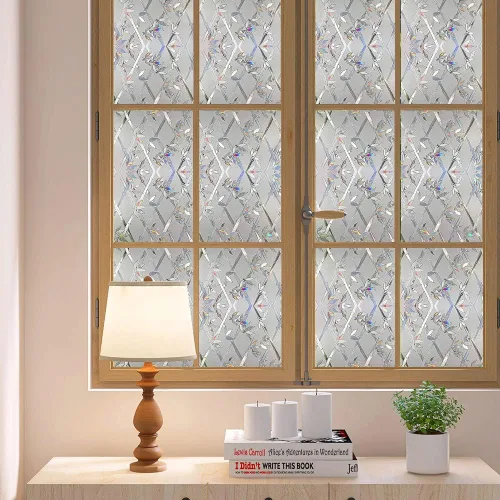 Vista 6 de Película de privacidad para ventana, película 3D de vitrales, calcomanías decorativas de vinilo para ventana, película de adherencia estática,