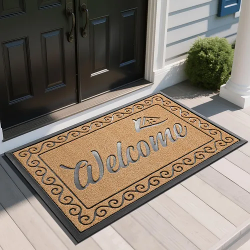 Vista 44 de Yimobra Tapetes de bienvenida para puerta delantera, 29.5 x 17 pulgadas, de alta resistencia, resistente al agua, para puerta exterior, entrada