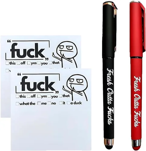 Vista 10 de Fresh Outta Fucks - Juego de notas adhesivas divertidas y bolígrafo, regalo de elefante blanco, divertido accesorio de escritorio, regalos