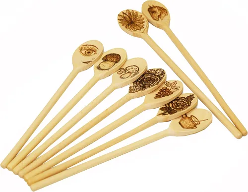 Vista 9 de 12 cucharas de madera de 12 pulgadas de largo, mango largo de madera para mezclar, cucharas ovaladas para hornear, cocinar, degustar, agitar