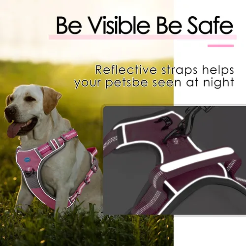Vista 8 de ThinkPet Arnés deportivo transpirable sin tirones con mango, arnés reflectante ajustable para perros medianos y grandes, clip trasero/delantero