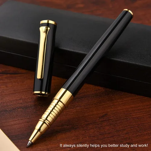 Vista 2 de YIVONKA Bolígrafo de lujo, línea de recambio negra, ancho de 0.02 pulgadas, el mejor regalo de bolígrafo de oficina para hombres y mujeres, Negro