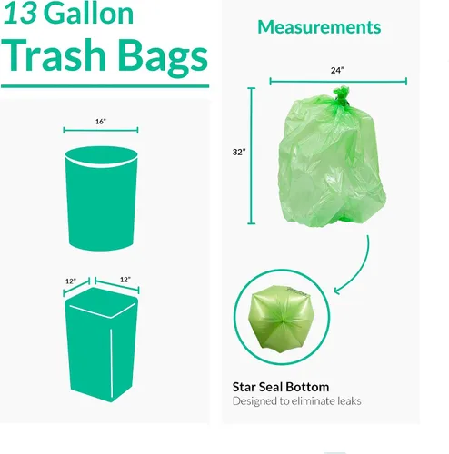 Vista 3 de Reli. Bolsas de basura biodegradables de 13 galones 100 unidades Verde