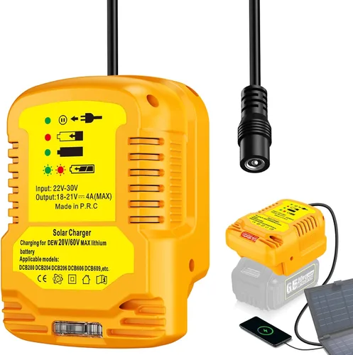 Vista 8 de Adaptador de cargador solar para batería Dewalt 20V/60V, portátil, trabajo al aire libre, camping