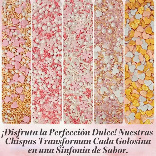 Vista 9 de Confect - Mezcla de chispas de perlas rosas, plateadas, doradas y blancas, decoraciones comestibles para hornear para pasteles, cupcakes, galletas