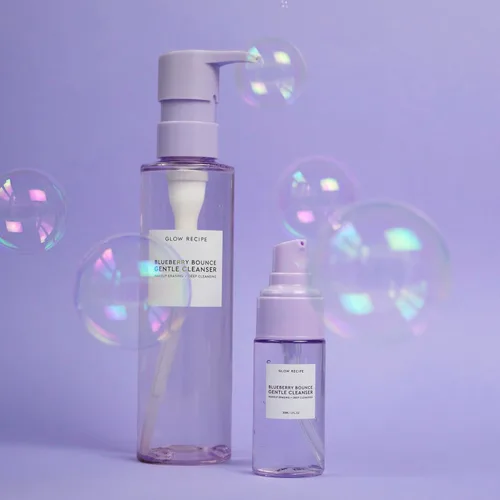 Vista 5 de Glow Recipe Blueberry Bounce - Jabón facial exfoliante de tamaño para viajar, limpiador facial espumante, desmaquillante y mascarilla clarificadora