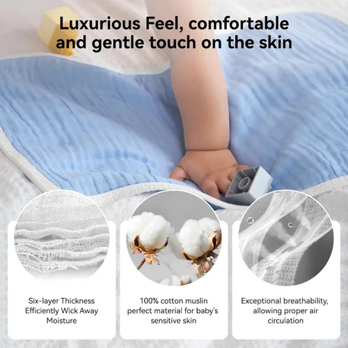 Vista 3 de Synrroe Paños de muselina grandes para eructos, paños de muselina para bebés niñas y niños, paquete de 10 extraabsorbentes y suaves de muselina, 6
