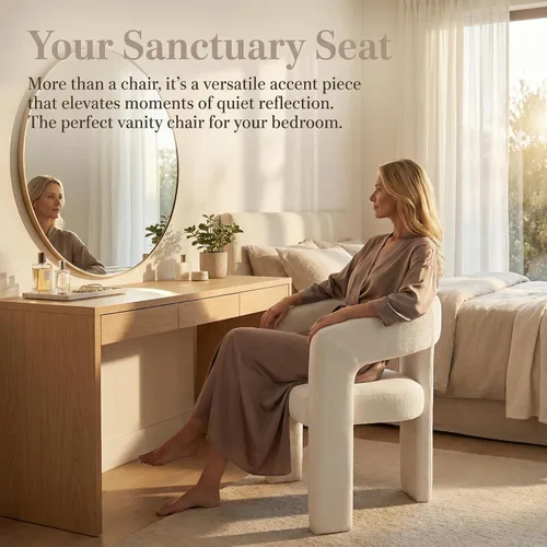 Vista 4 de Hyfirm Sillas de Comedor Modernas Tipo Barril Juego de 1, Cómoda Silla de Comedor de Acento Tapizada en Chenilla con Brazo para Cocina Sala de Estar