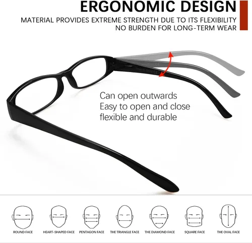 Vista 6 de 5 Pack Reading Glasses Blue Light Blocking for Women Fashion Spring Hinges Computer Readers Anti UV/Glare (5 Mix, 1.75)