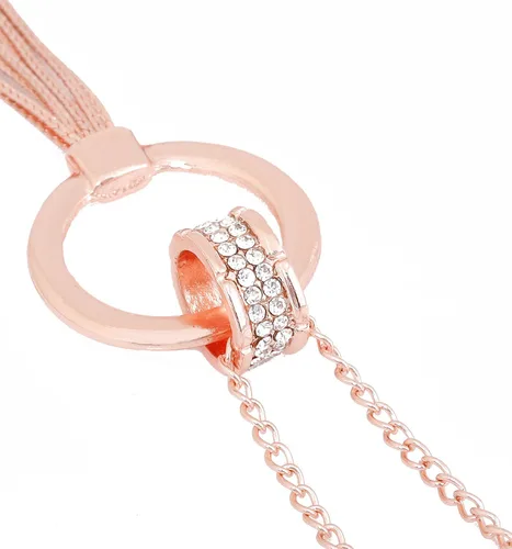 Vista 3 de MOLOCH Collar en Forma de Y Lariat Collar de Cadena Larga con Circo Pendiente de Círculo y Borla Set de Joyería Delicada para Mujer