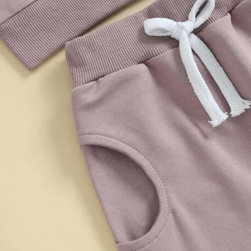 Vista 5 de LXXIASHI Conjunto de 2 piezas de sudadera con cuello redondo para bebé niña y niño, ropa de invierno