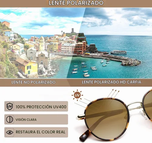 Vista 2 de CARFIA Gafas de sol polarizadas redondas pequeñas retro para mujer, protección UV, gafas de sol de diseño vintage con estilo CA1949