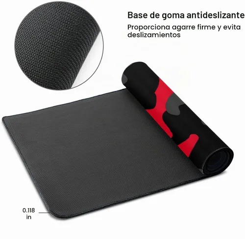 Vista 3 de Alfombrilla de mouse para juegos de camuflaje rojo y negro, grande, XL, larga, extendida, alfombrilla de mouse grande, alfombrilla de mouse