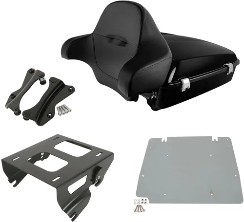 Vista 22 de TCT-MOTORPARTS Paquete de viaje picado, maletero, almohadilla de respaldo, estante de montaje individual negro para modelos Harley Touring Road King