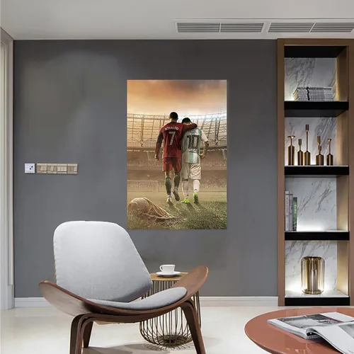 Vista 5 de Póster inspirador de fútbol, estrella de fútbol motivacional, arte de Mofanmi, estrellas de fútbol, Cristiano Ronaldo y Lionel Messi, póster