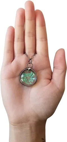 Vista 35 de Queen Anne's - Collar de encaje con colgante de flor prensada real en cristal hecho a mano, joyería de flores silvestres, collares de encaje
