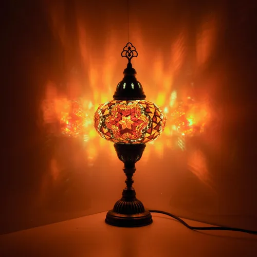 Vista 2 de 10 Variation Turkish Lamp Mosaic Table Lamps Turkish Moroccan Lamp with Bronze Base Handmade Tiffany Night Lamp Mosaic Glass Bedside Night