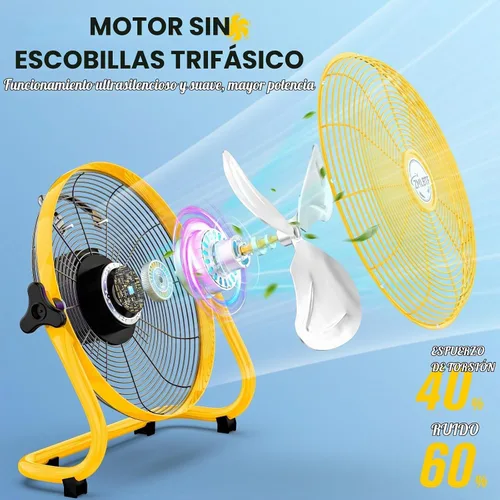 Vista 4 de Ventilador de camping solar de 16 pulgadas con panel solar Amarillo-16