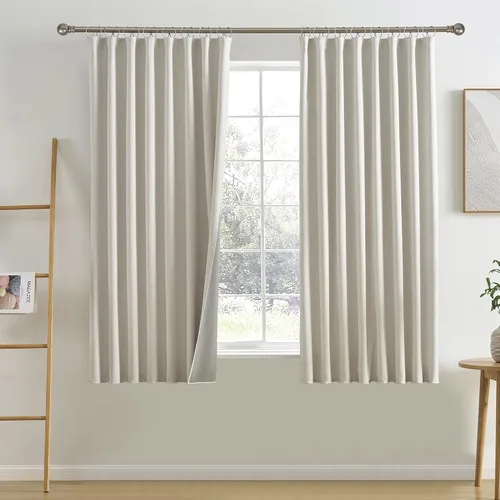Vista 31 de RAIN CITY 2 paneles de cortinas extra anchas de 96 pulgadas de largo, de Beige