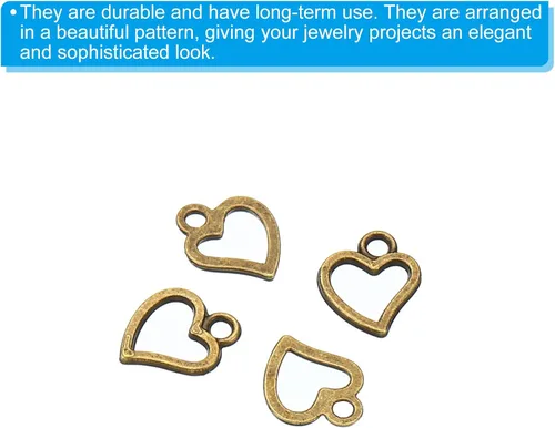 Vista 5 de PATIKIL 100 piezas de dije de corazón mini círculo de corazón colgante de metal a granel para hacer joyas, pulseras, aretes, collar