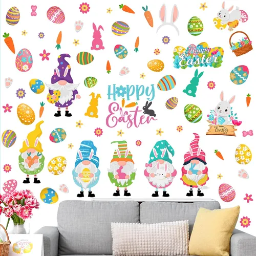 Vista 9 de Glenmal 6 calcomanías de pared de Pascua de 11.42 x 8.27 pulgadas, calcomanías de pared religiosas grandes de color negro, decoración de pared