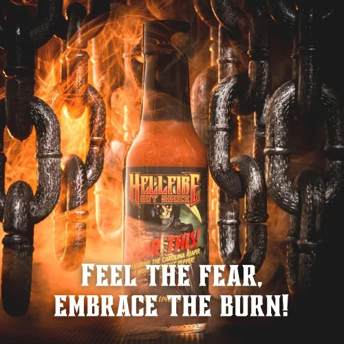 Vista 3 de Hellfire Hot Sauce Paquete de regalo Hot Ones - Paquete variado de salsa picante gourmet con 4 sabores extremos presentados en el programa