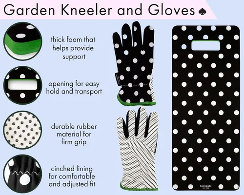 Vista 8 de Kate Spade New York Guantes de jardín y de jardinería para mujer, bonito juego de herramientas de jardín con almohadilla gruesa para rodillas