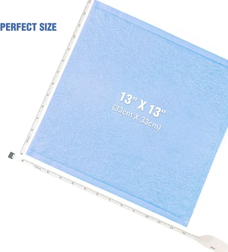 Vista 7 de Paquete de 12 paños de 13 x 13 pulgadas, extra absorbentes, suaves, multiusos, para lavar ropa y cara (azul)