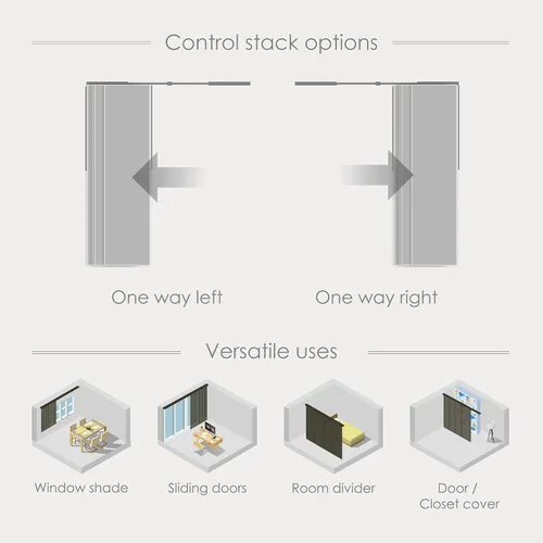 Vista 6 de GoDear Design - Persianas ajustables deslizantes para puertas de vidrio, cortinas verticales con panel de riel, puertas de armario, riel extensible