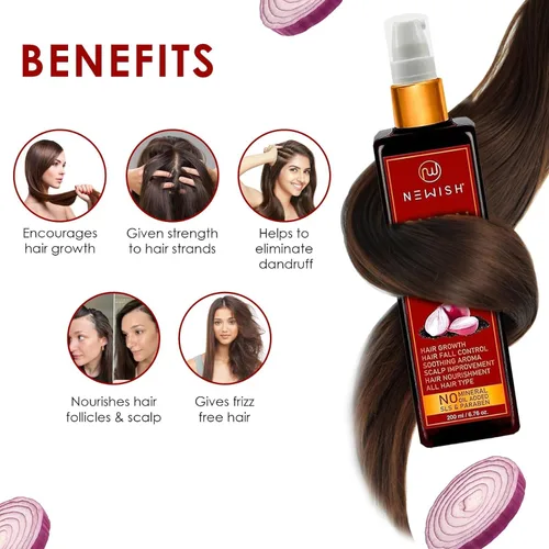 Vista 3 de Newish Black Seed Onion Oil for Hair Regrowth and Care, With Castor, Almond, Sunflower, Methi & Jojoba Oils for Shiny Hair (200 ml)