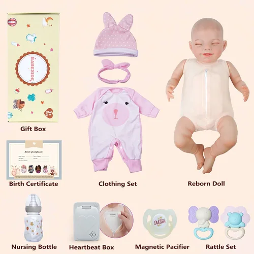 Vista 7 de BABESIDE Muñecas de bebé recién nacidas realistas, de 20 pulgadas, con texto en inglés "Sweet Smile", realista, cuerpo de tela recién nacida