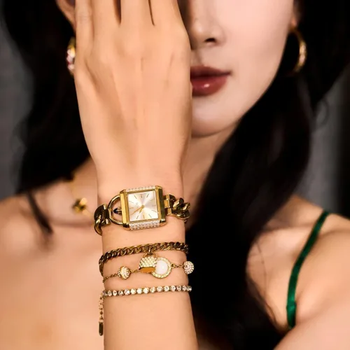 Vista 6 de THCN Women's Gold Watch & Bracelets Set, Ladies Dainty Watches Jewelry for Women with Crystal Bezel & Adjustable Bracelets, Luxury Jewelry Gift Set