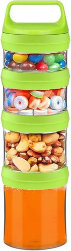 Vista 8 de SELEWARE Tarros apilables para aperitivos, juego de recipientes apilables con cierre giratorio, contenedor de viaje para almacenamiento de alimentos